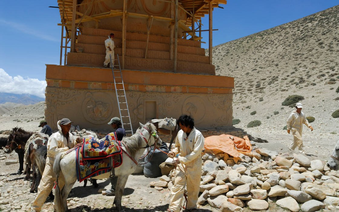View of Sumda Chorten during the reconstruction work